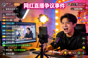 网红直播争议事件截图 - 主播在直播间引发讨论的画面